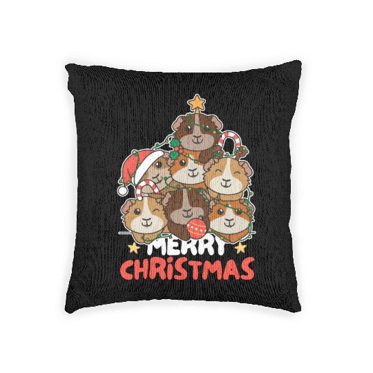 Guinea Pig Christmas Tree Merry Christmas Woven Pillows