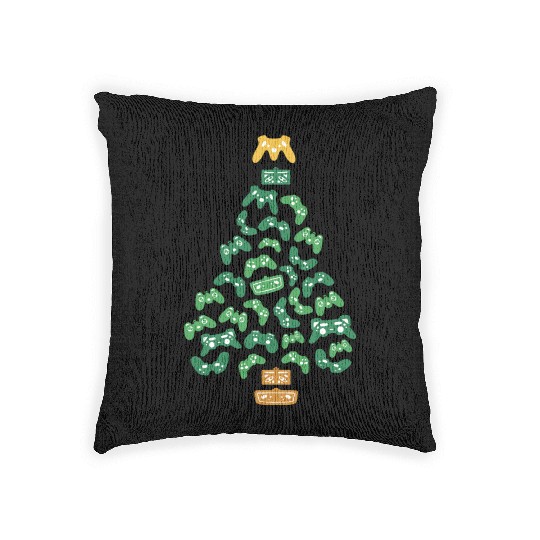 Gamer Christmas Tree Woven Pillows
