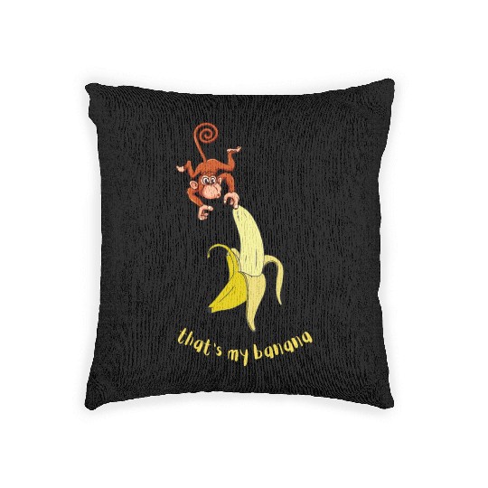 Monkey and Banana funny animal Woven Pillows