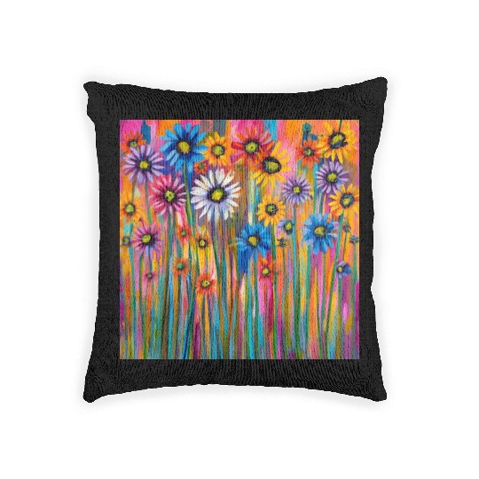 Wildflowers graffiti Woven Pillows