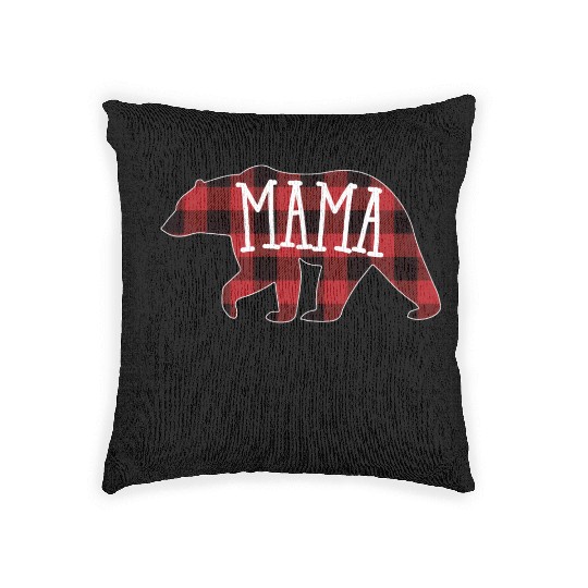 Mama Bear Buffalo Plaid Mama Bear Woven Pillows