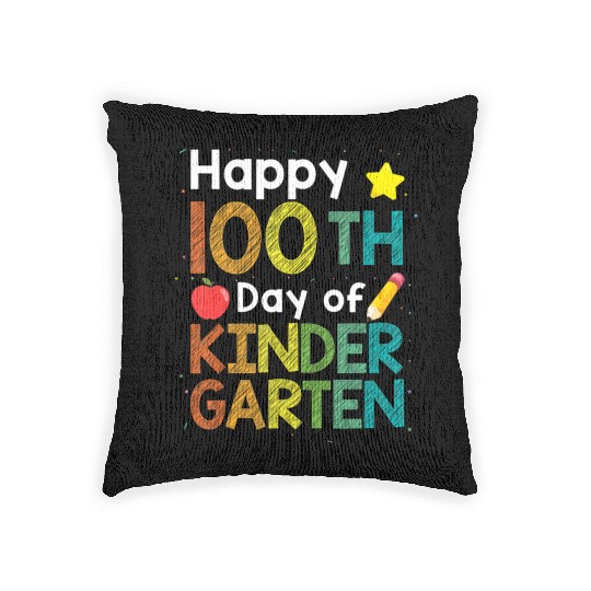 Cute 100 Days Of Kindergarten Teacher Colorful Woven Pillows