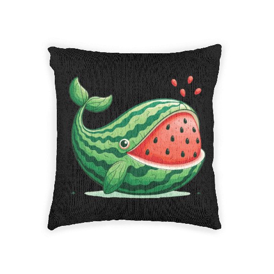 Melon Whale Funny Animal Made Of Vegetables Woven Pillows