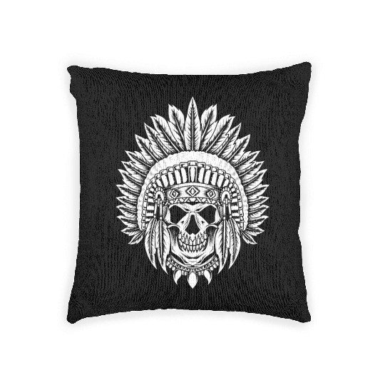 Indigenous Native American Skull Skull Head Woven Pillows
