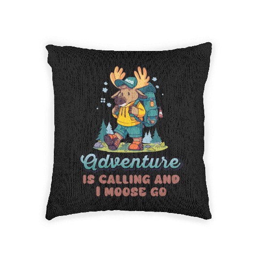 Adventure Is Calling Youth Cute Moose Woven Pillows