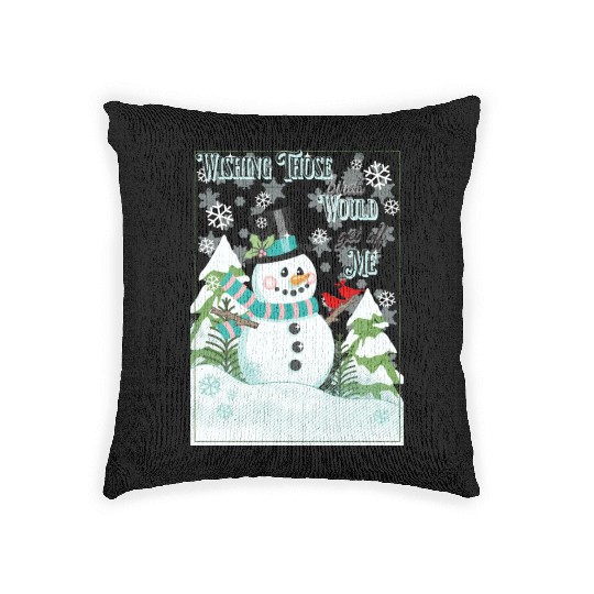 Funny Cranky Snowman Woven Pillows