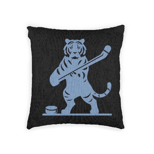 Tiger Hockey Player Silhouette Woven Pillows