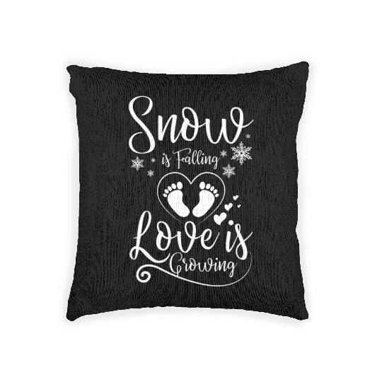 Becoming Mom & Dad Snow is falling love is growing Woven Pillows