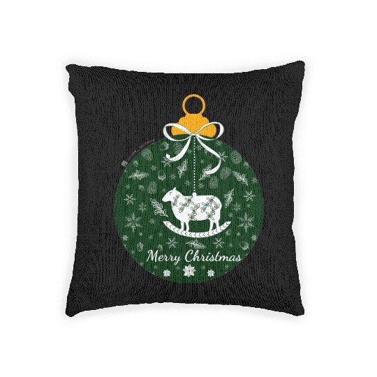 Green Lamb Christmas Ornament Woven Pillows
