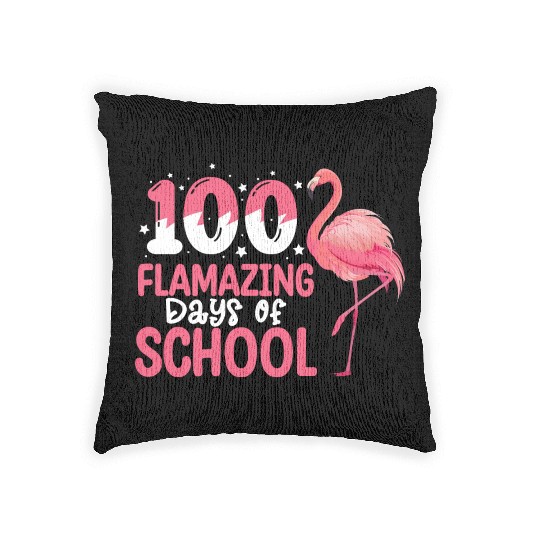100 Flamazing Days of School Flamingo Teacher Woven Pillows