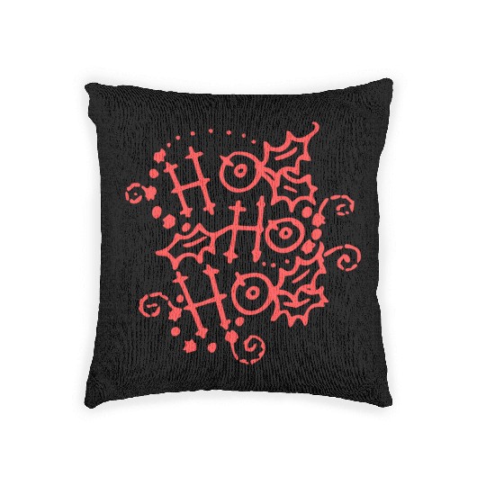 Christmas Typography Holly Ho Ho Ho Woven Pillows