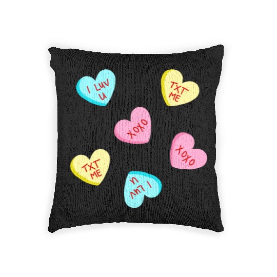Sweet Candy Hearts Valentines Day Woven Pillows