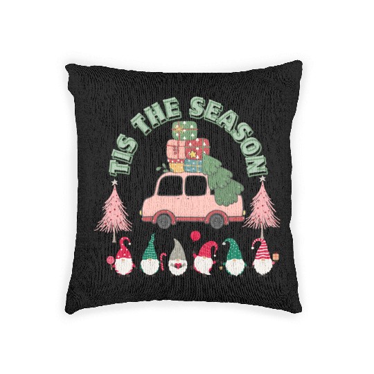 Tis The Season Xmas vintage art Woven Pillows