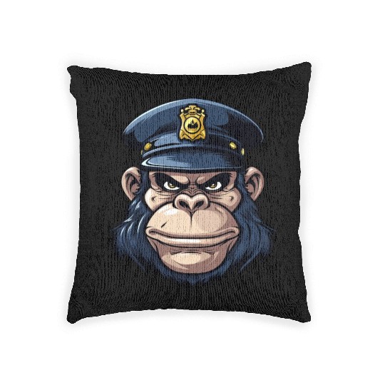 Monkey policeman Woven Pillows