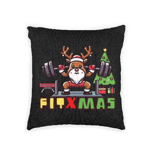 fit xmass, funny christmas reindeer Woven Pillows