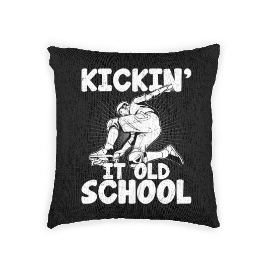 Kickin' it Old School Skateboard Skater Skateboard Woven Pillows
