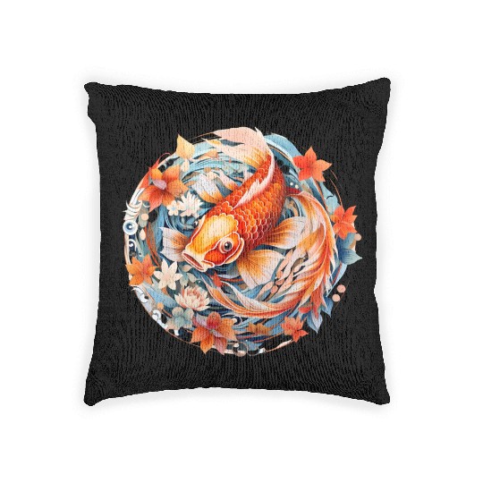 Koi Fish Mandala Art Woven Pillows