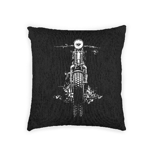 Retro Ride: Vintage Hand-Painted Motorcycle Design Woven Pillows