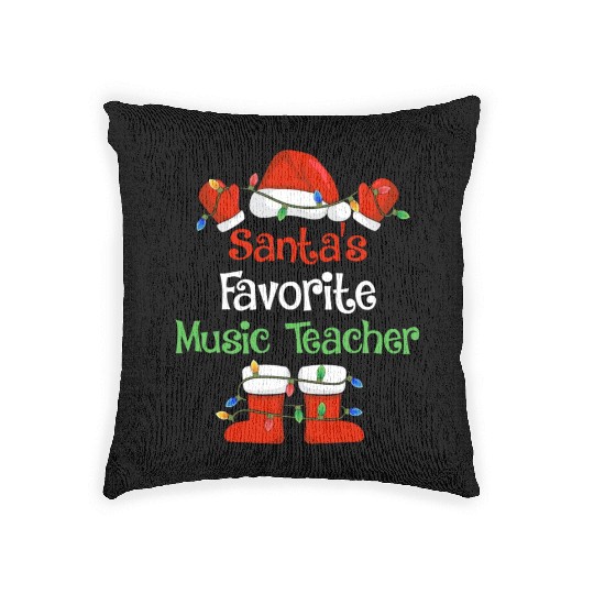Santa's Favorite Music Teacher Funny Christmas Woven Pillows