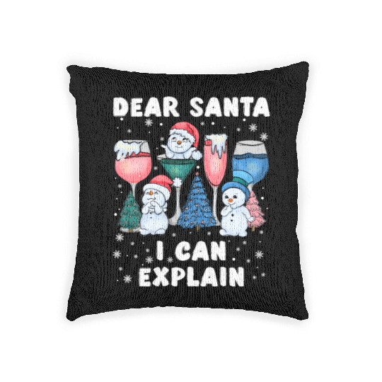 Schneemann Dear Santa I can Explain Funny Woven Pillows
