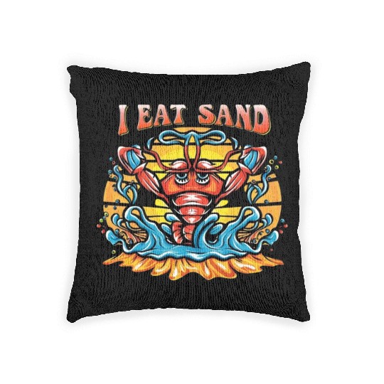 I Eat Sand and Muscular Shrimp Woven Pillows