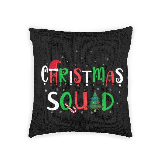 Candy Cane Christmas Squad Santa Claus Winter Woven Pillows