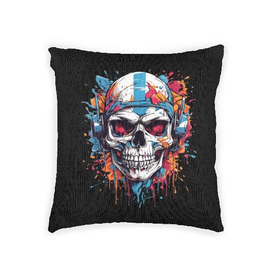 Skull Givin' Raspberry Dk Woven Pillows