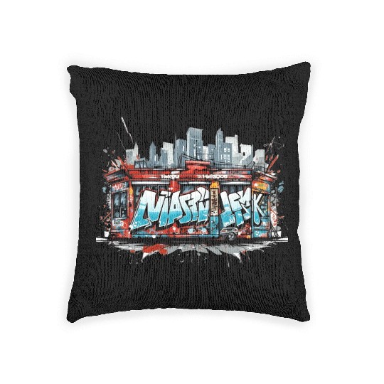 Urban Graffiti Vibes - abstract Street Art Woven Pillows