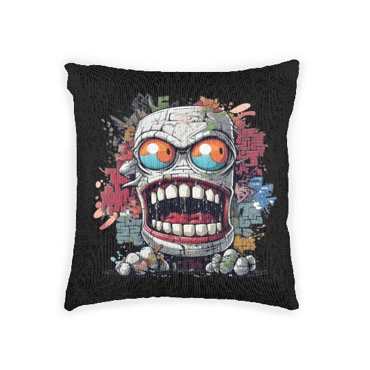 Graffiti Monster Madness edgy Street Art Apparel Woven Pillows