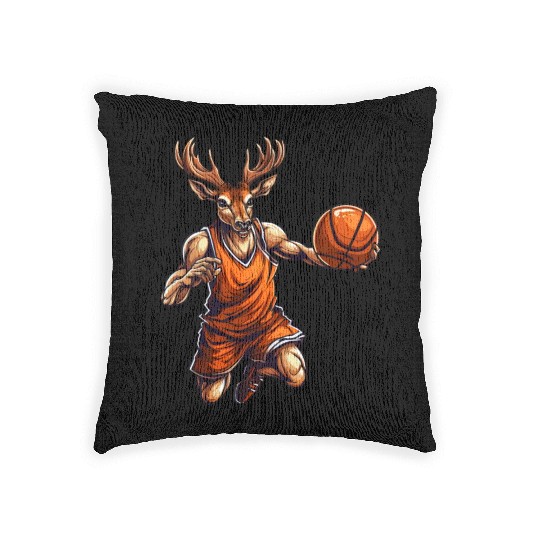 Basketball player deer Woven Pillows