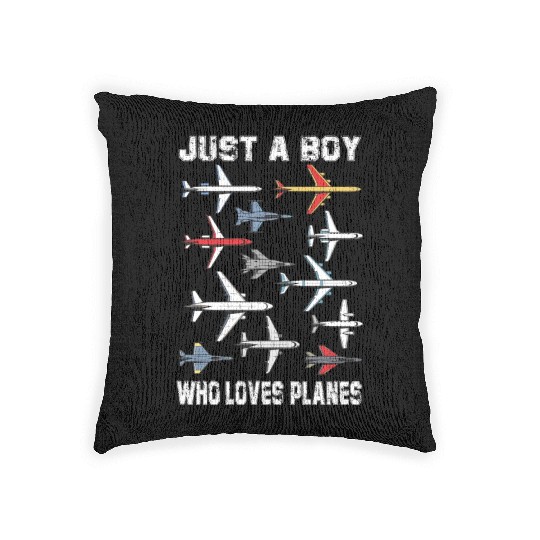 Airplane Just A Boy Who Loves Planes Boys Toddler Woven Pillows