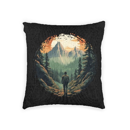 Forest nature trekking adventure Woven Pillows