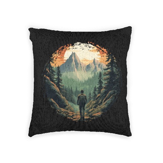 Forest nature trekking adventure Woven Pillows
