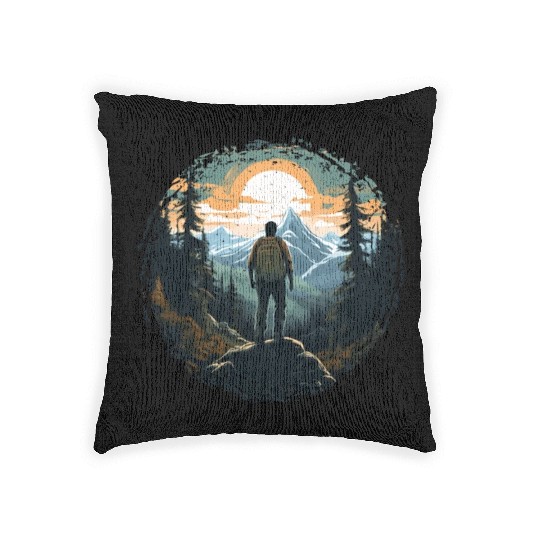 Forest nature trekking adventure Woven Pillows