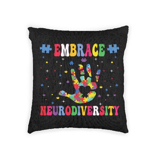 embrace neurodiversity - Embrace ADHD Autism ASD. Woven Pillows