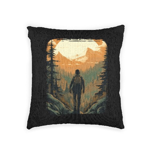 Forest nature trekking adventure Woven Pillows