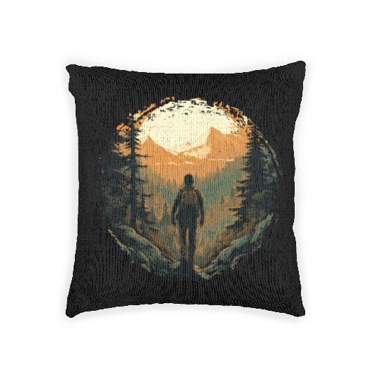 Forest nature trekking adventure Woven Pillows