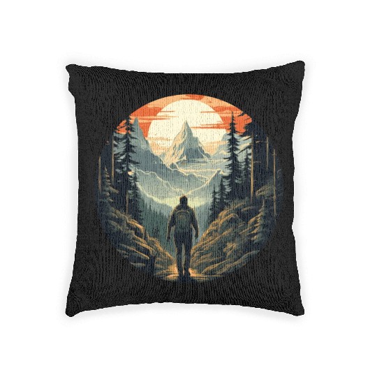 Forest nature trekking adventure Woven Pillows