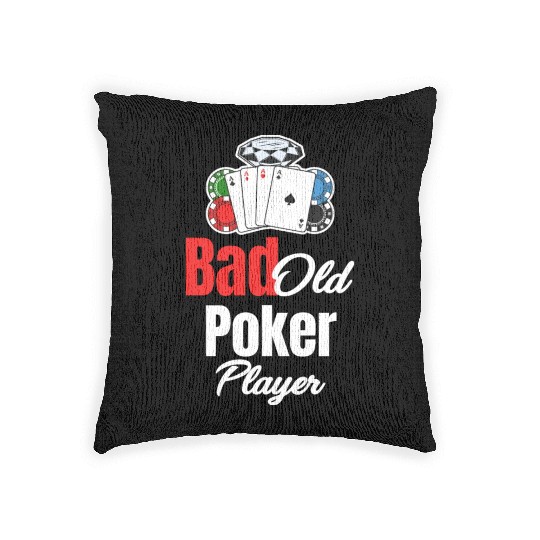 Bad Old Poker Player Holdem Dealer Blackjack Woven Pillows
