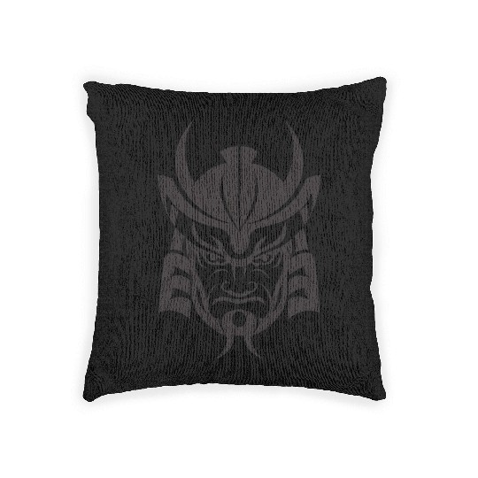 Samurai Helmet Logo Katana Swordsman Woven Pillows