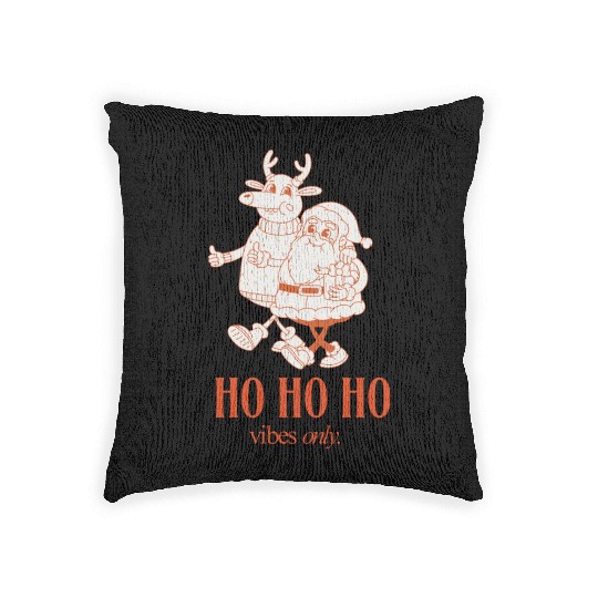 HO HO HO, Hip Vintage Santa and Reindeer Woven Pillows