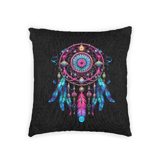 Neon Dreamcatcher Fantasy | Plastic Poppy™ Woven Pillows