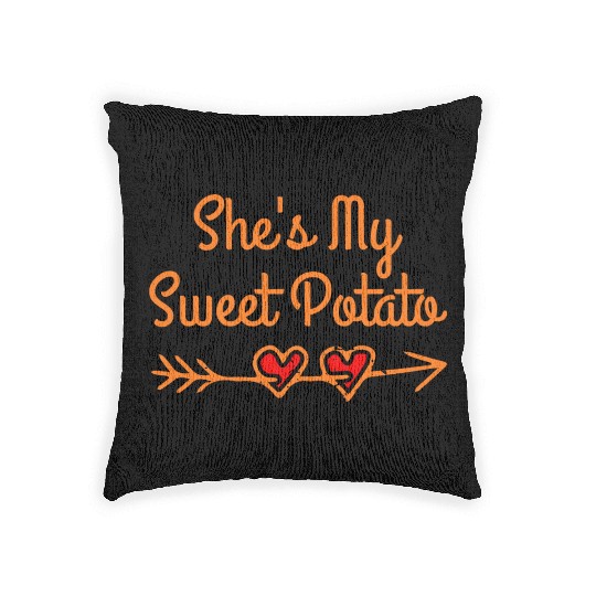 I Yam She's My Sweet Potato Thanksgiving Woven Pillows