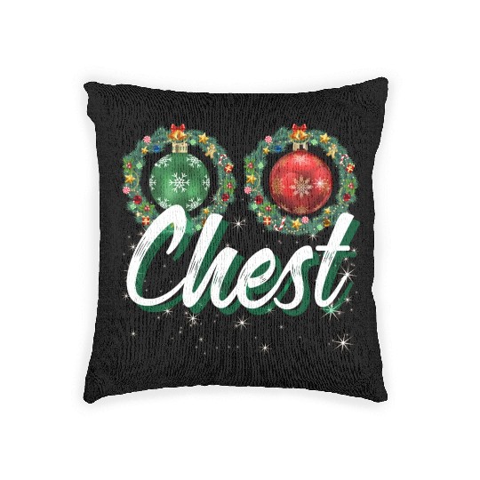 Chest Nuts Christmas Couple Funny Matching Woven Pillows