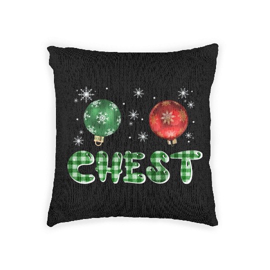 Chest Nuts Christmas Couple Funny Matching Woven Pillows