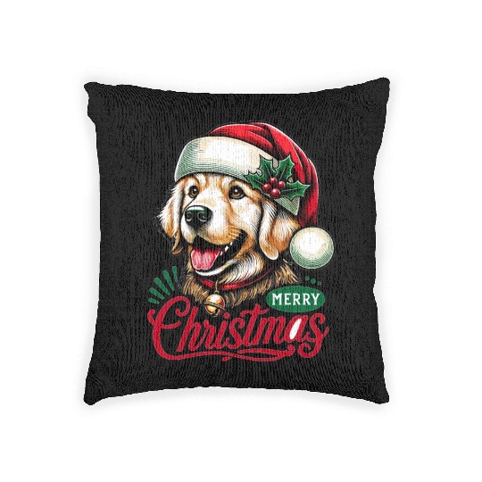 Golden Retriever Christmas Woven Pillows