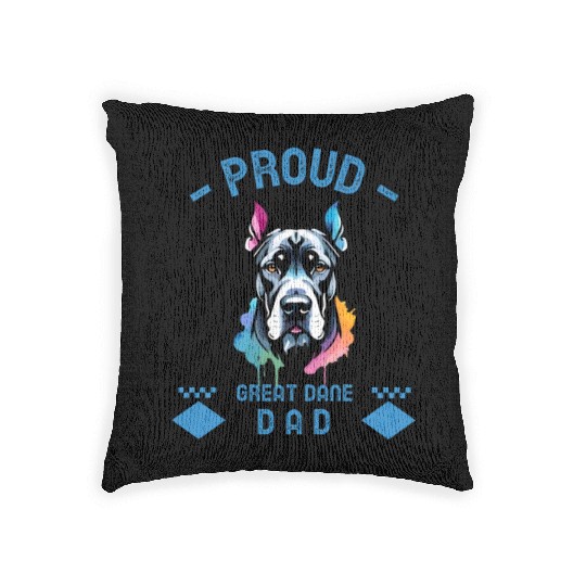 Proud great dane dad dog lover gift Woven Pillows