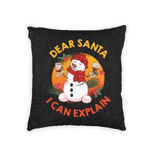 Schneemann Dear Santa I can Explain Funny Woven Pillows