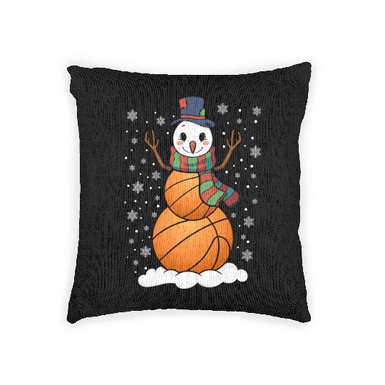Snowman Basketball Fan Basketballs Snow Woven Pillows