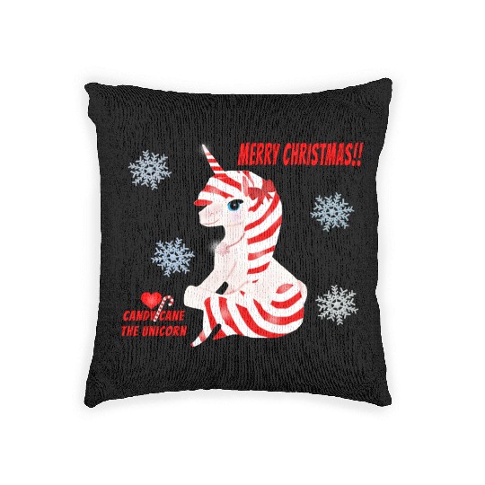"Candy Cane the Unicorn" (Snowflake Snuggliezz) Woven Pillows